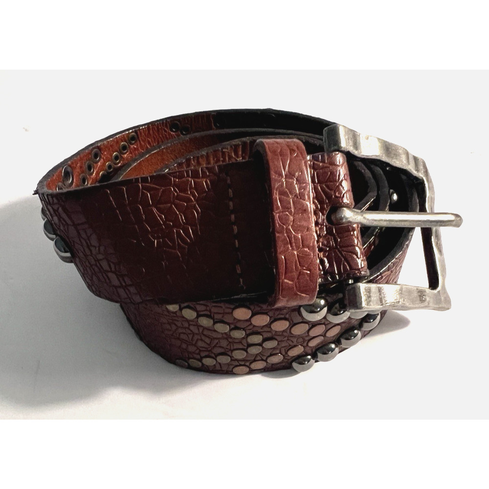 American Eagle Belt Studded Brown Genuine Leather Vintage Women's Wide Size M